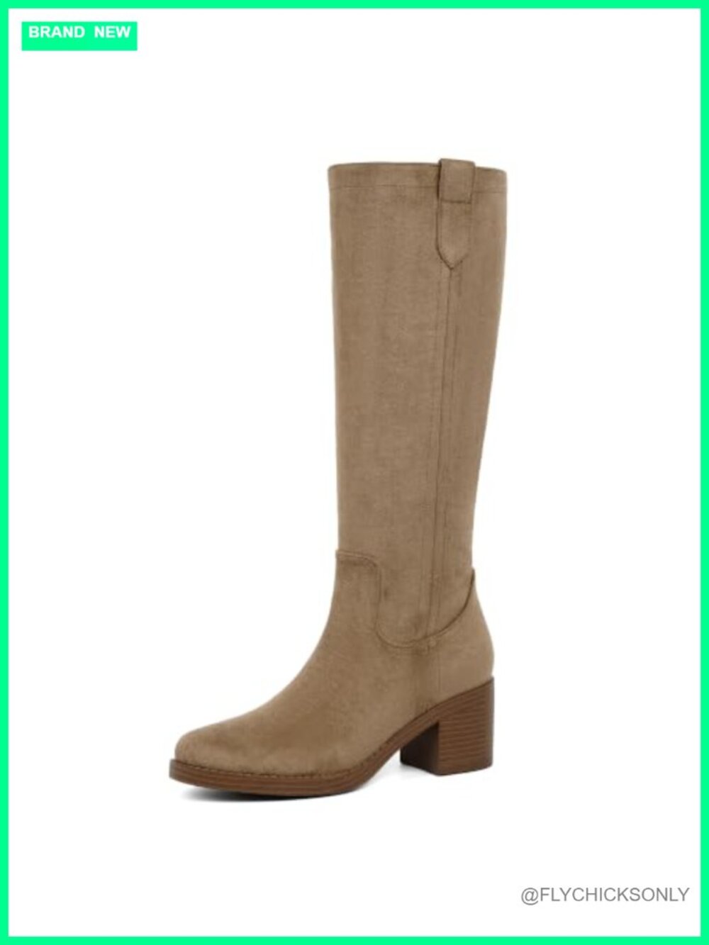 Easyfox Women's Knee High Boots Chunky Low Heel Faux Suede Round Toe Tall Long